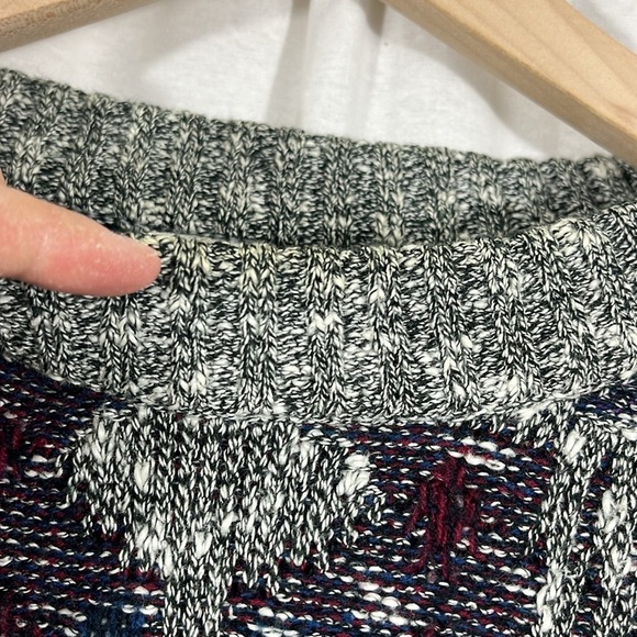 Method Vintage Crew Neck Geo Print Gray Blue Pullover Sweater Mens Size Large - Picture 8 of 9